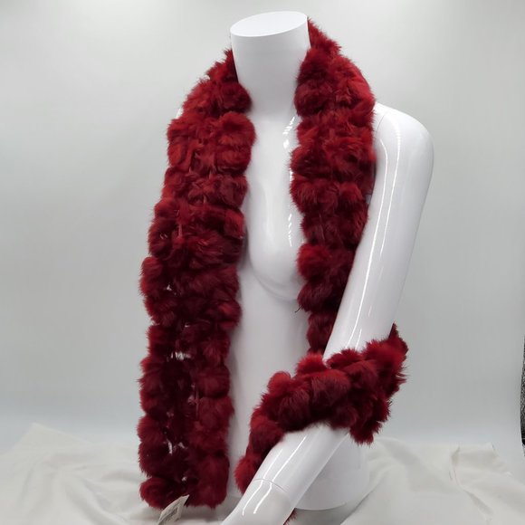 Cejon Rabbit Fur Pom-Pom Scarf - NWT - Picture 3 of 15